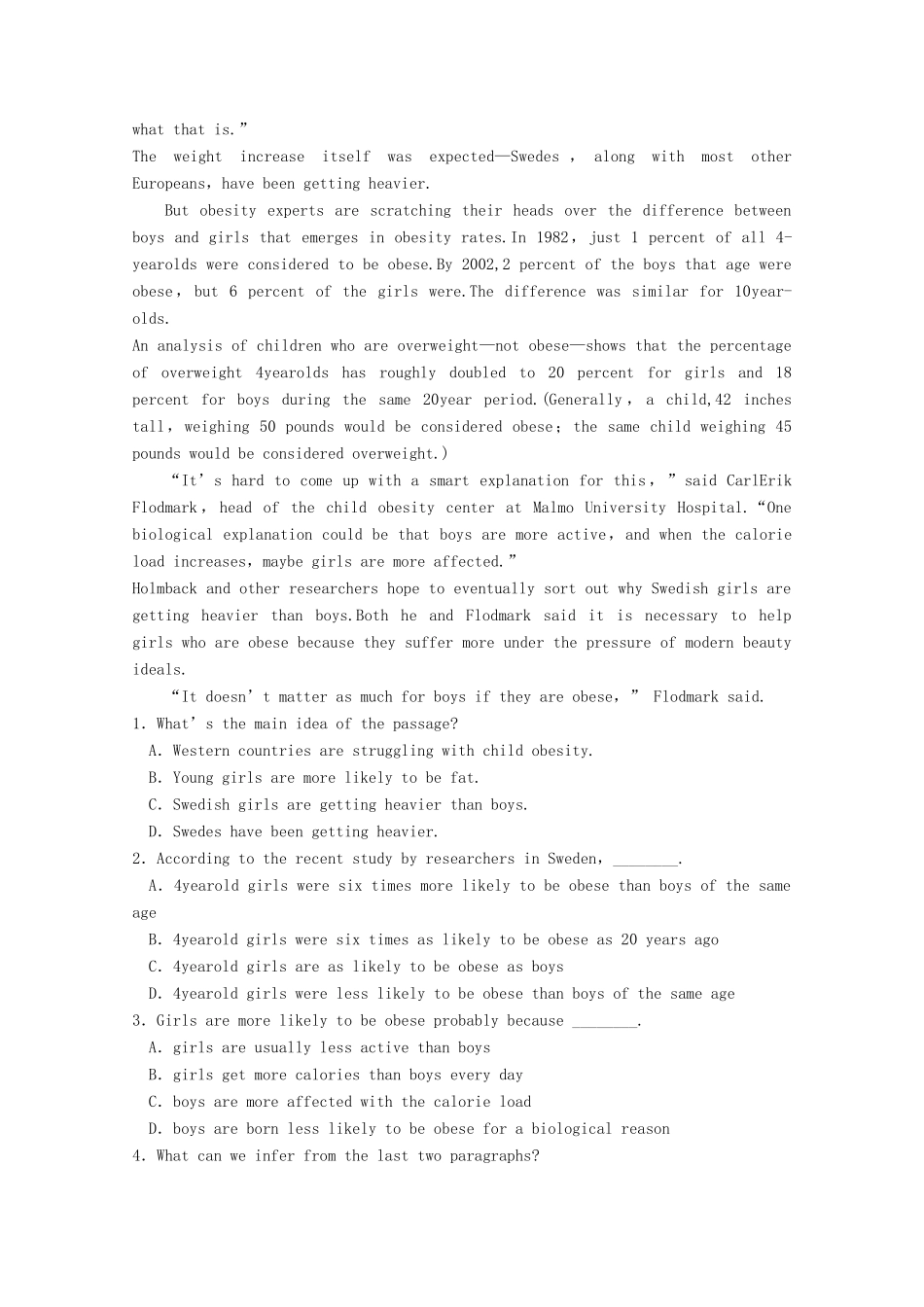 高一英语上学期周练考试卷四考试卷_第2页