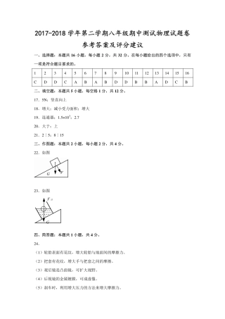 贵州省遵义市八年级物理下学期期中测试考试卷答案(pdf) 新人教版 贵州省遵义市八年级物理下学期期中测试考试卷(pdf) 新人教版 贵州省遵义市八年级物理下学期期中测试考试卷(pdf) 新人教版
