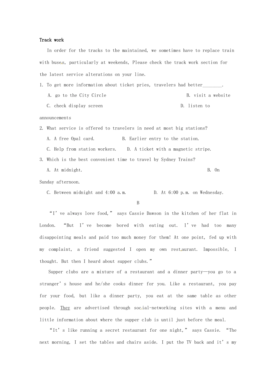 高三英语上学期第一次检测考试考试卷_第2页