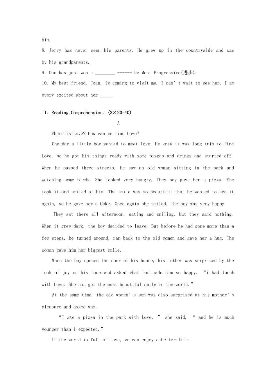 高一英语下学期精读学科模块检测考试卷(齐德班)(无答案)新人教版考试卷_第2页