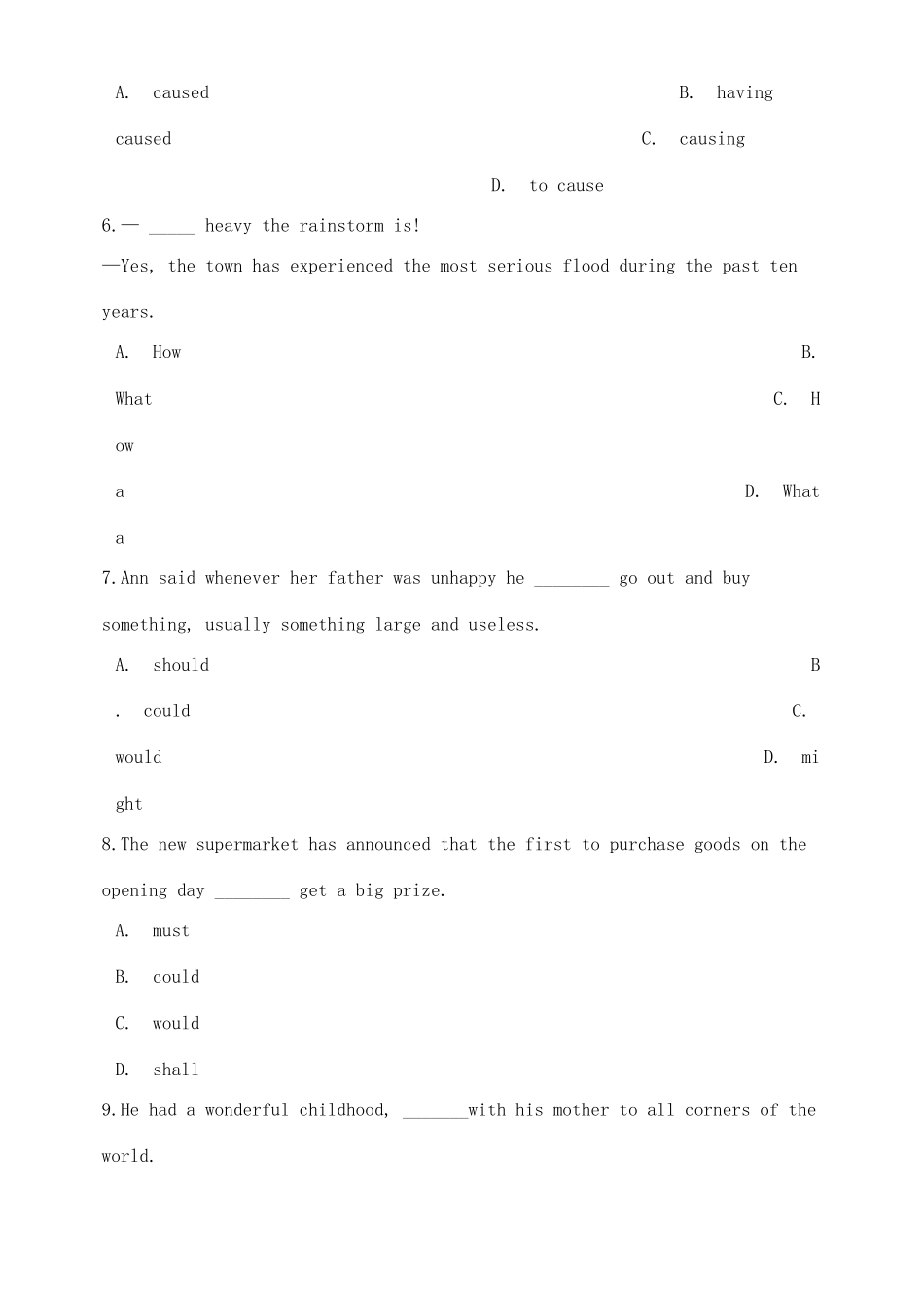 高一英语9月适应性测试考试卷_第2页