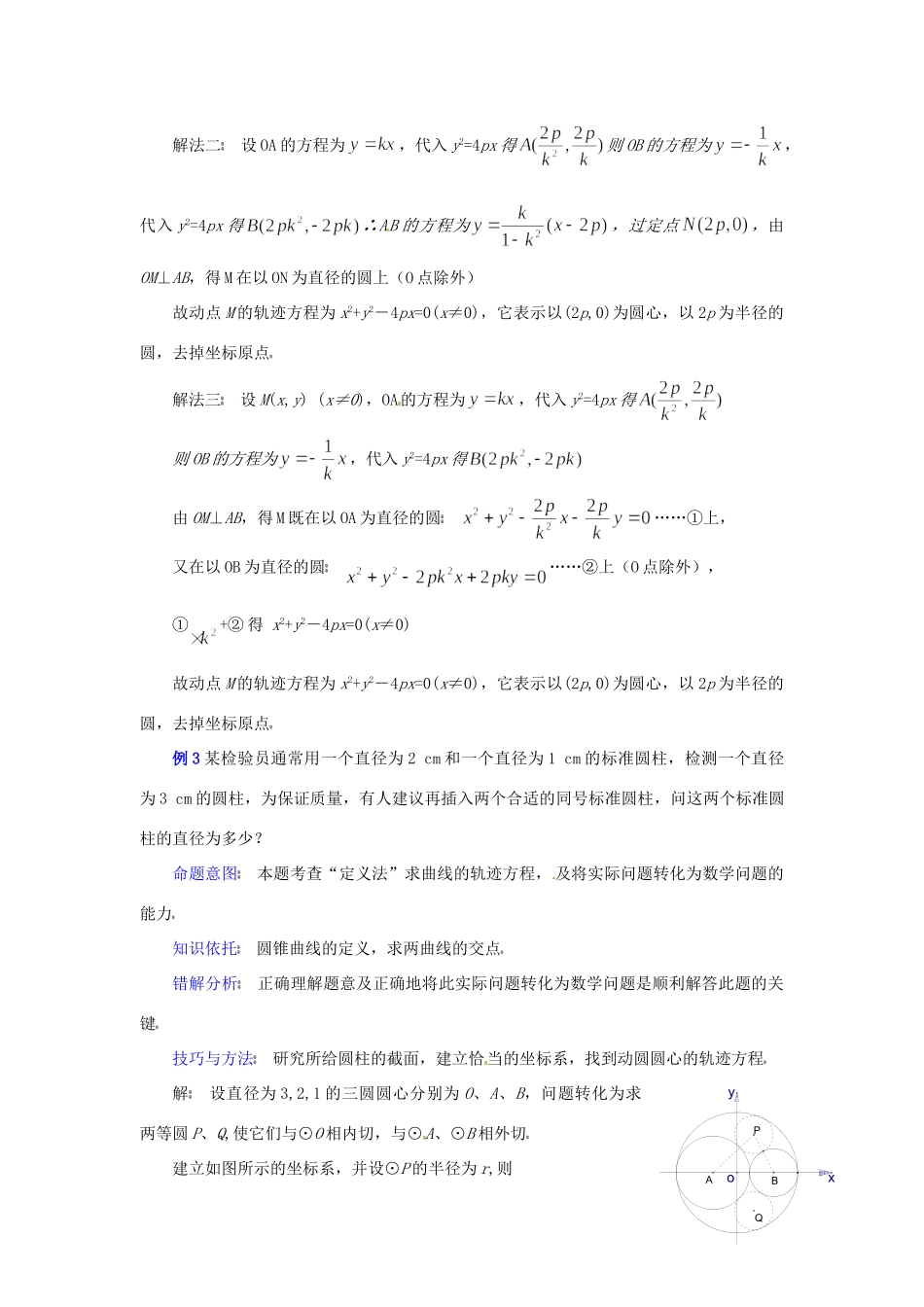 高三数学第二轮专题讲座复习 曲线的轨迹方程的求法考试卷_第3页