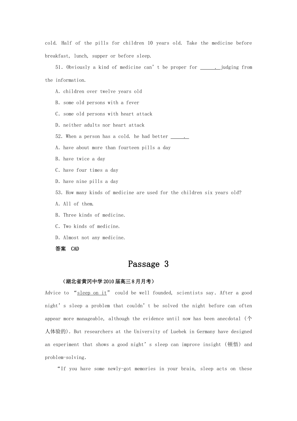 高三英语上学期(9-12)月考考试卷分类汇编： 阅读理解之科普知识类人教版考试卷_第3页