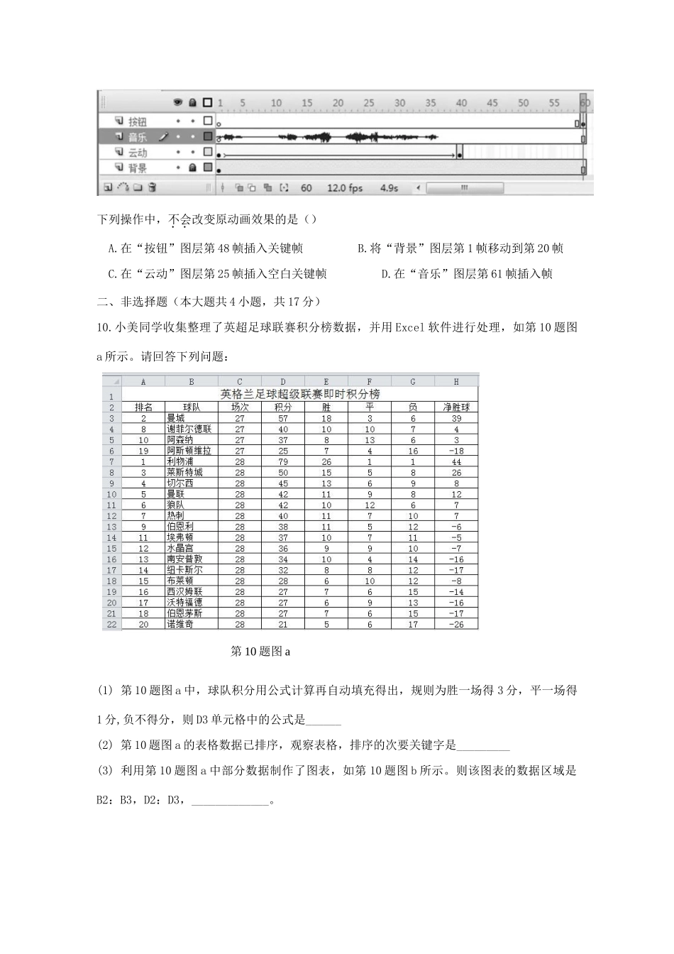 高一信息技术下学期学考模拟测试考试卷_第3页