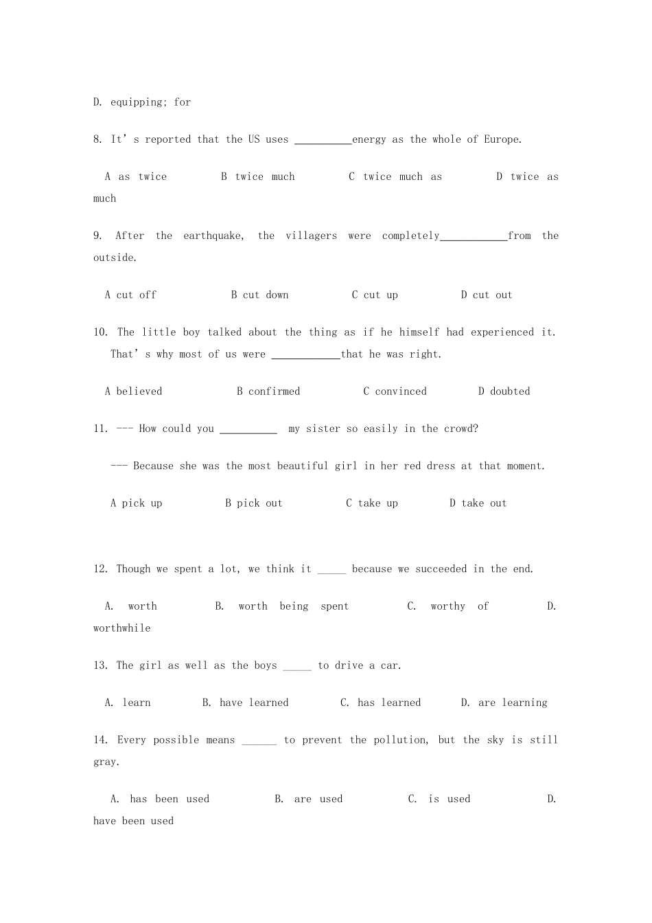 高一英语期中模拟考试卷04考试卷_第2页
