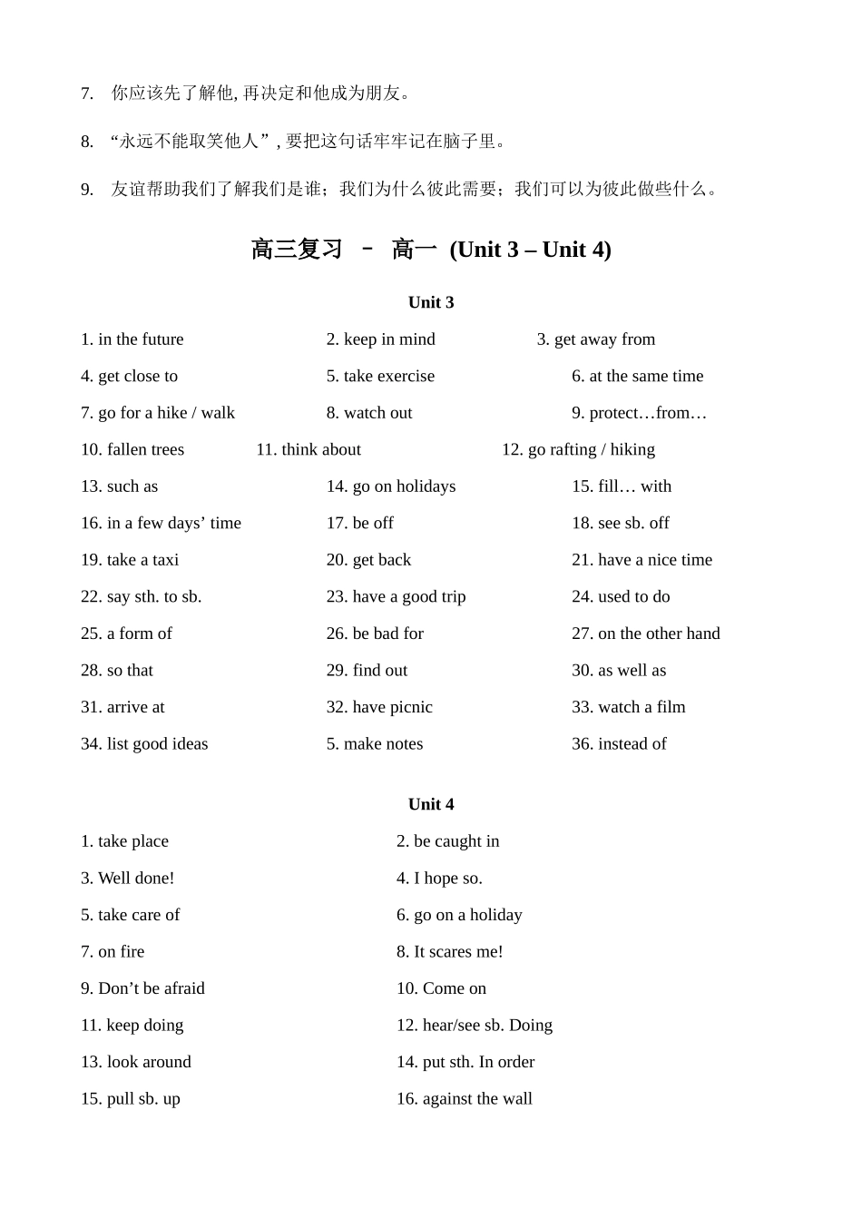 高三第一轮复习高一英语词汇Unit1 22 总复习 人教版考试卷_第3页