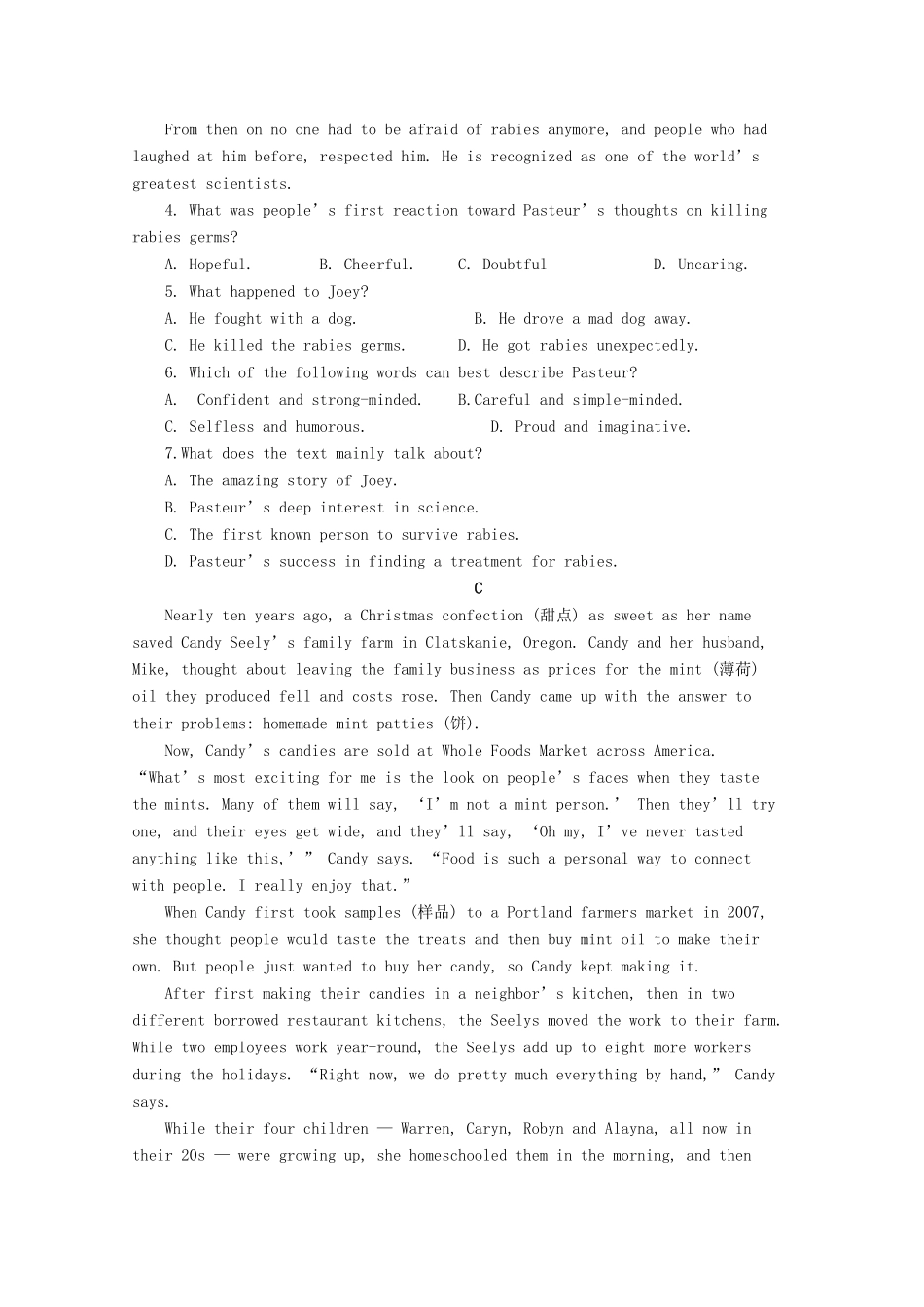 高一英语周练考试卷(61 62)考试卷_第3页