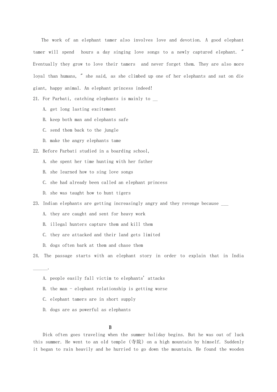 高一英语下学期第六周周练考试卷(无答案)考试卷_第2页