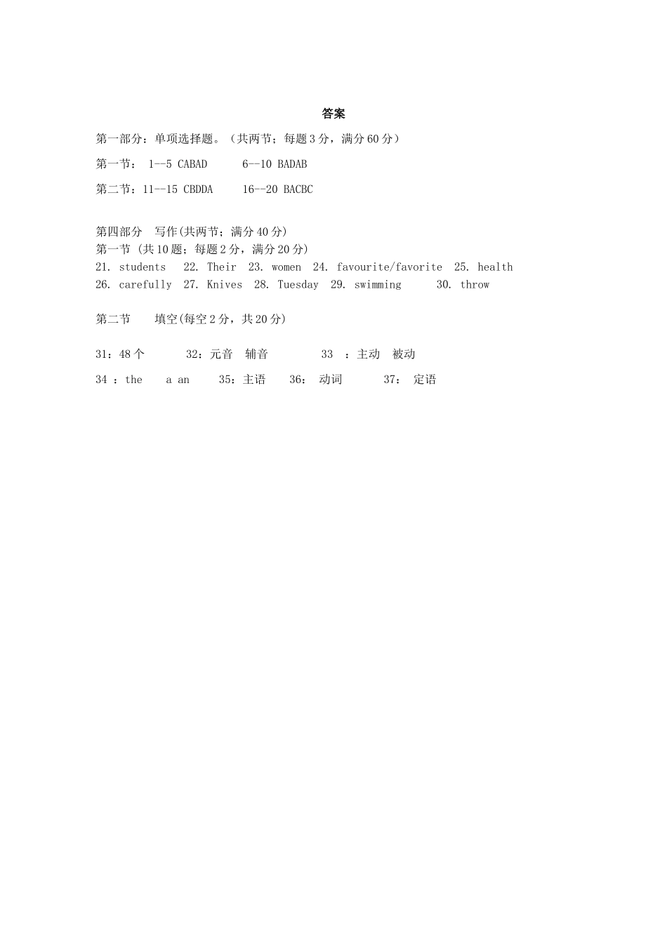 高一英语上学期初升高衔接考试考试卷_第3页
