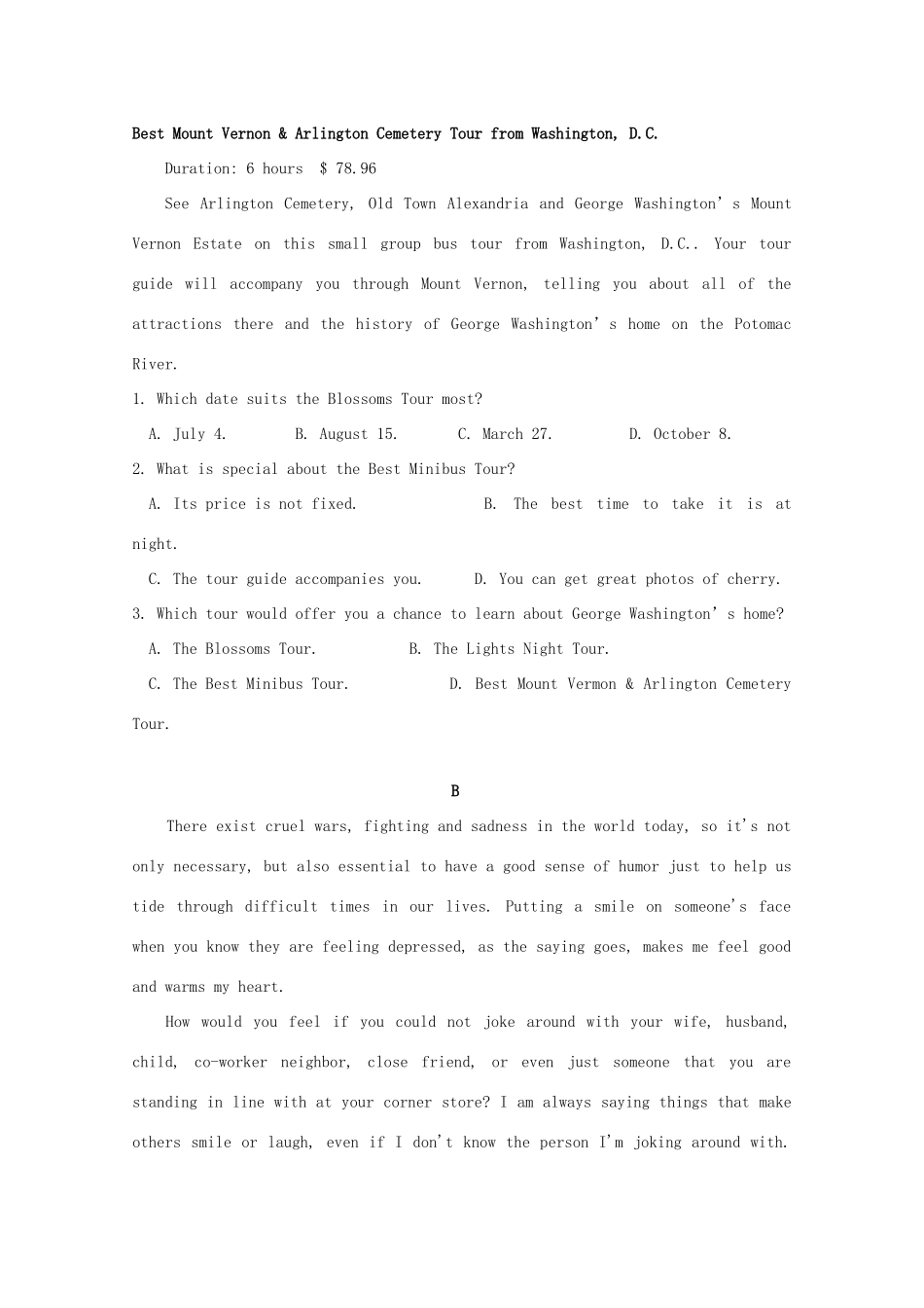 高一英语下学期第二次(5月)段考考试卷_第2页