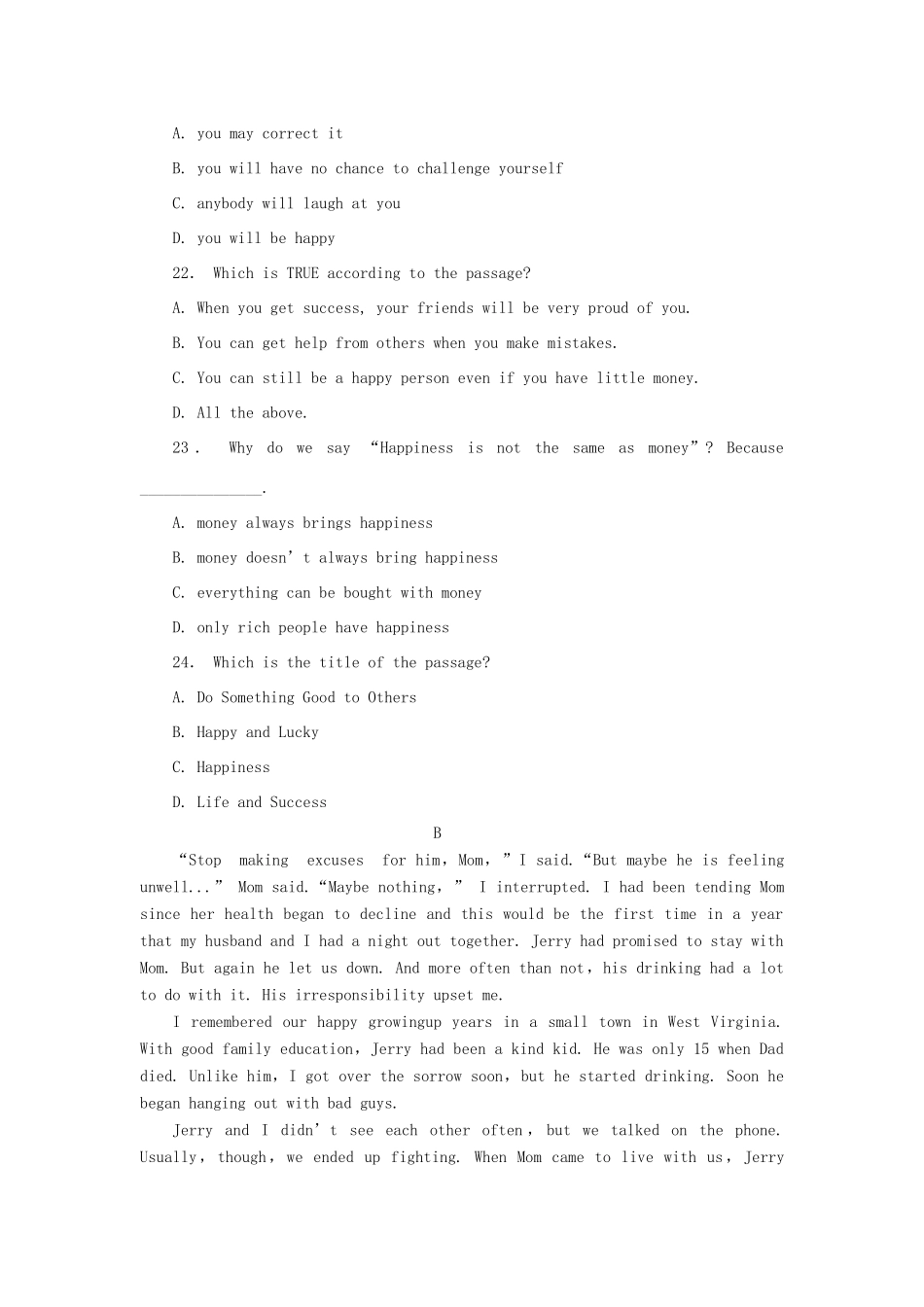 高一英语寒假作业2(实验班)考试卷_第2页