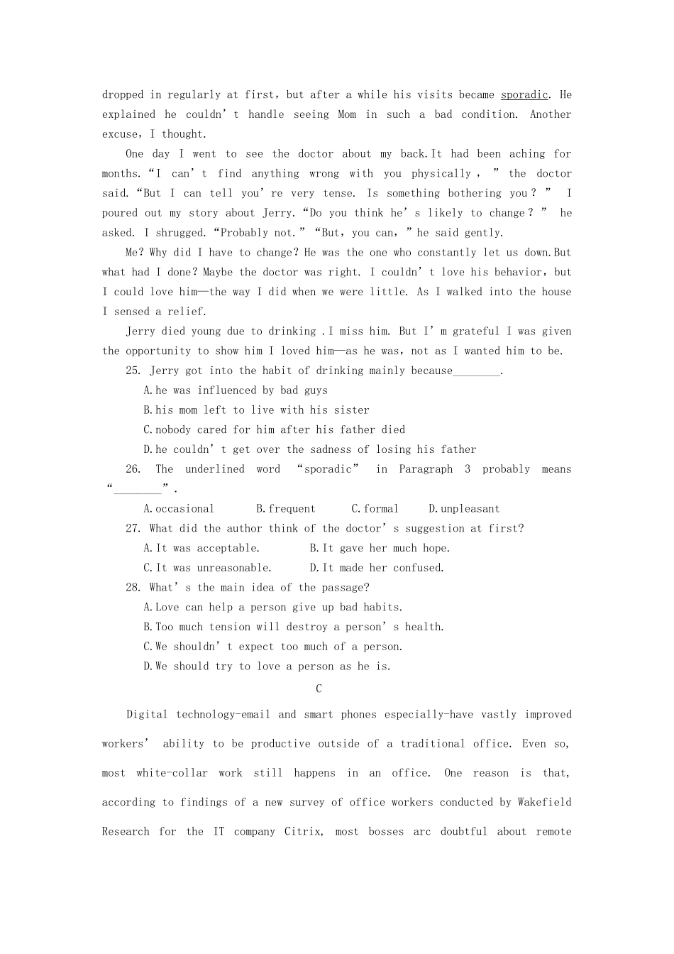 高一英语寒假作业2(实验班)考试卷_第3页