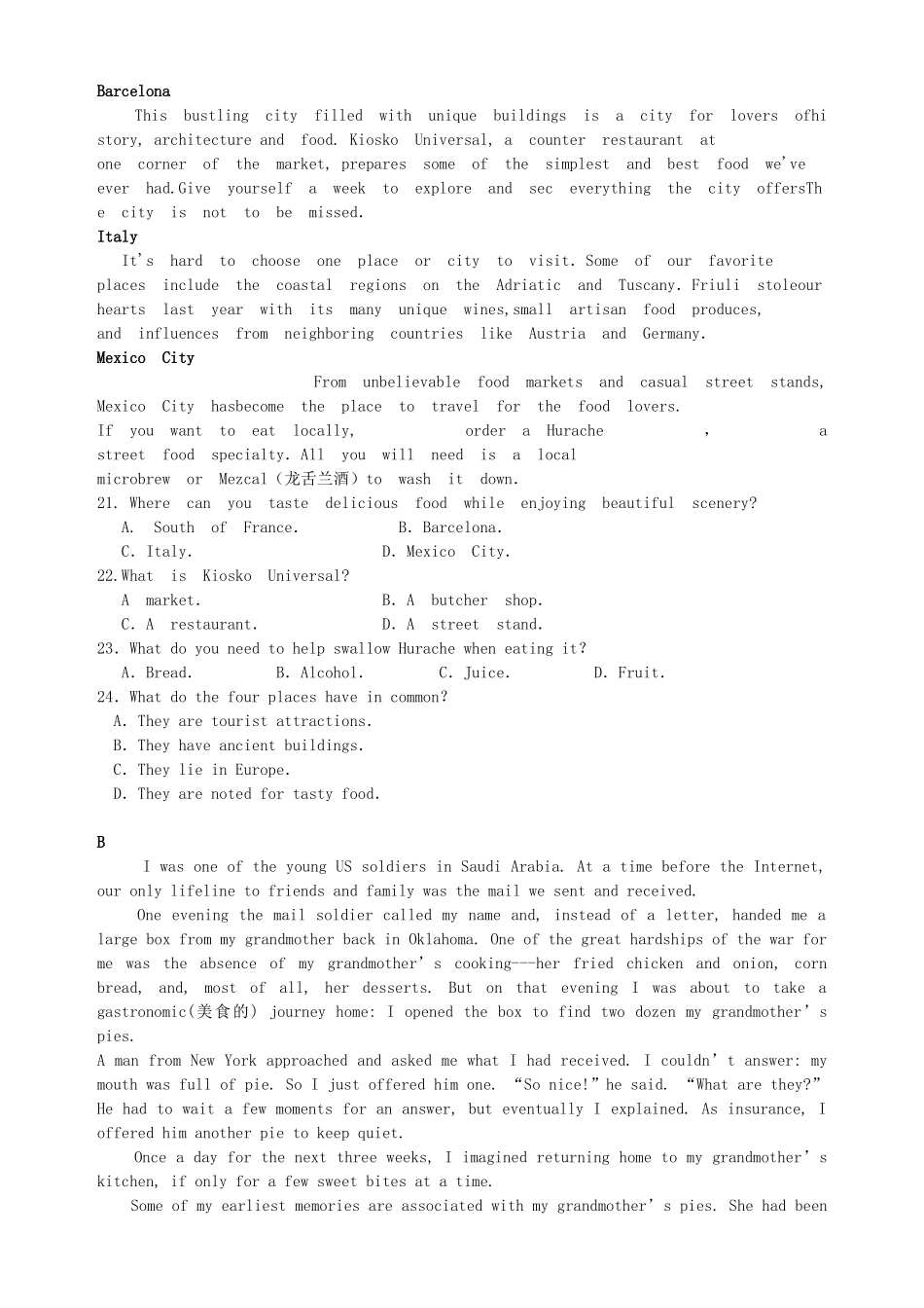 高三英语上学期10月模拟考试考试卷_第3页