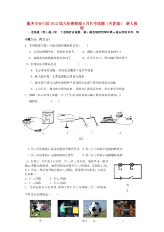 重庆市合川区届九年级物理4月月考考试卷(无答案) 新人教版考试卷