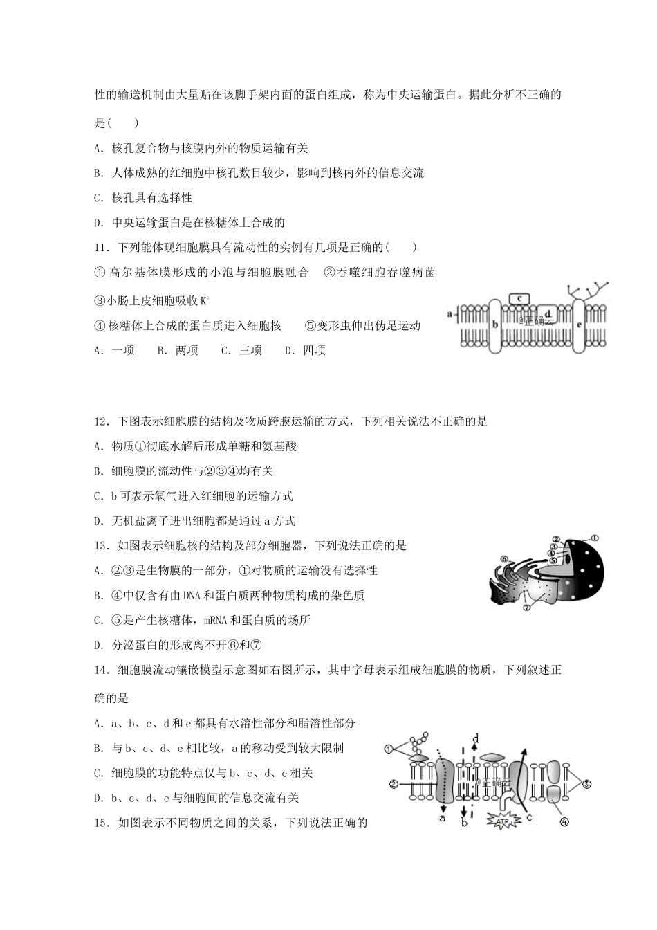 高一生物下学期第一次月考考试卷(中考班)考试卷_第3页
