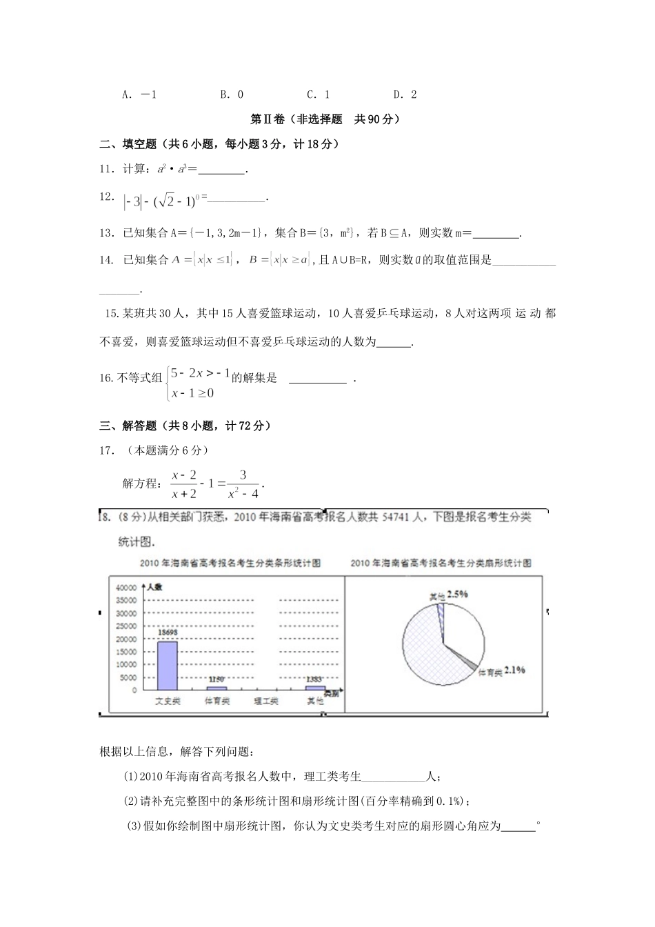 高一数学上学期模底考试考试卷(无答案)新人教版考试卷_第2页
