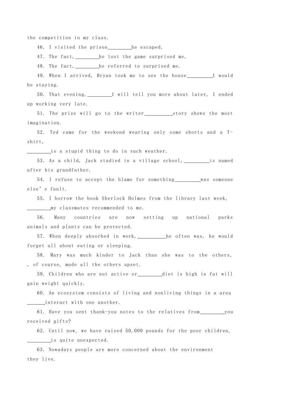 高三英语一轮复习 语法专练(四) 定语从句(无答案)考试卷_第3页