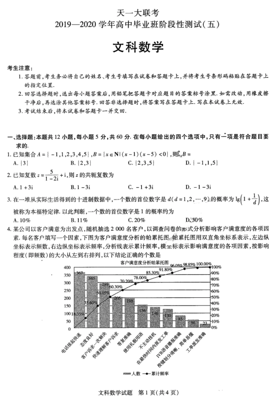 高三数学阶段性测试考试卷五 文(PDF)考试卷_第1页