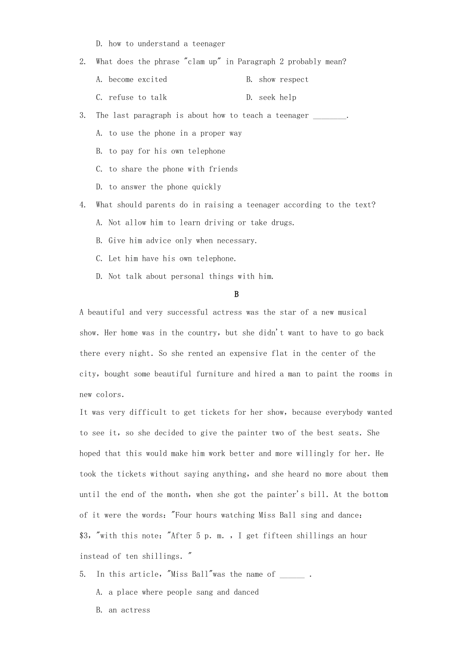 高一英语下学期期末联考考试卷(答案不全)考试卷_第2页