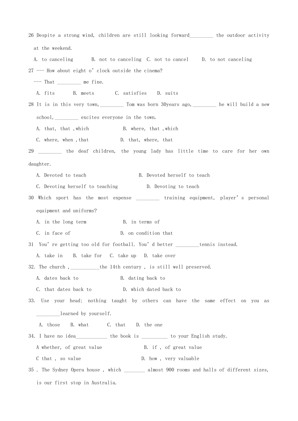 高三英语一轮复习周末作业 M10 Unit2 新人教版考试卷_第3页