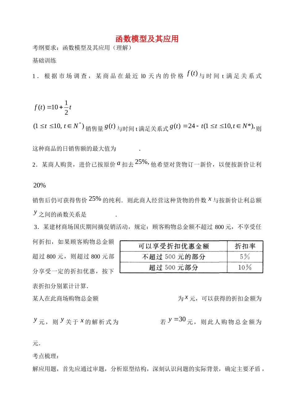 高三数学 13.函数模型及其应用专项训练 理考试卷_第1页
