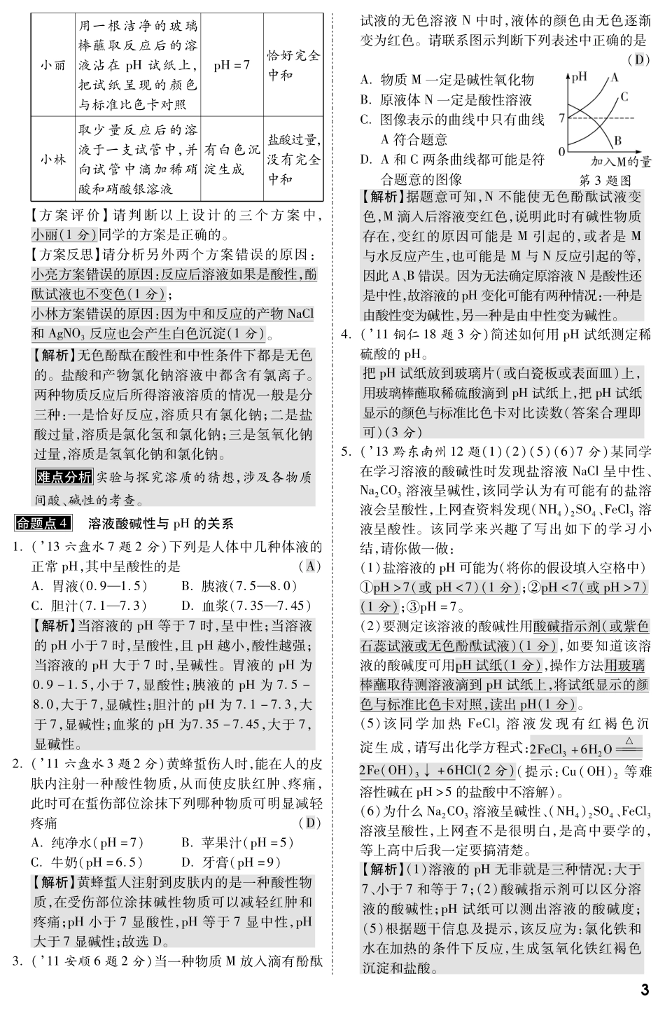 贵州省中考化学命题点示例 第十单元 酸和碱(pdf版)考试卷_第3页