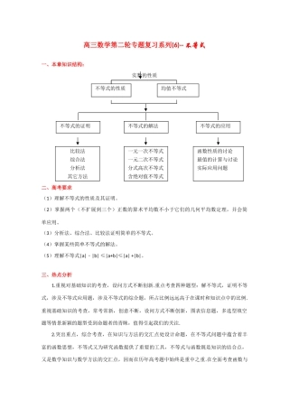 高三数学第二轮专题复习系列(6)不等式 新人教版考试卷