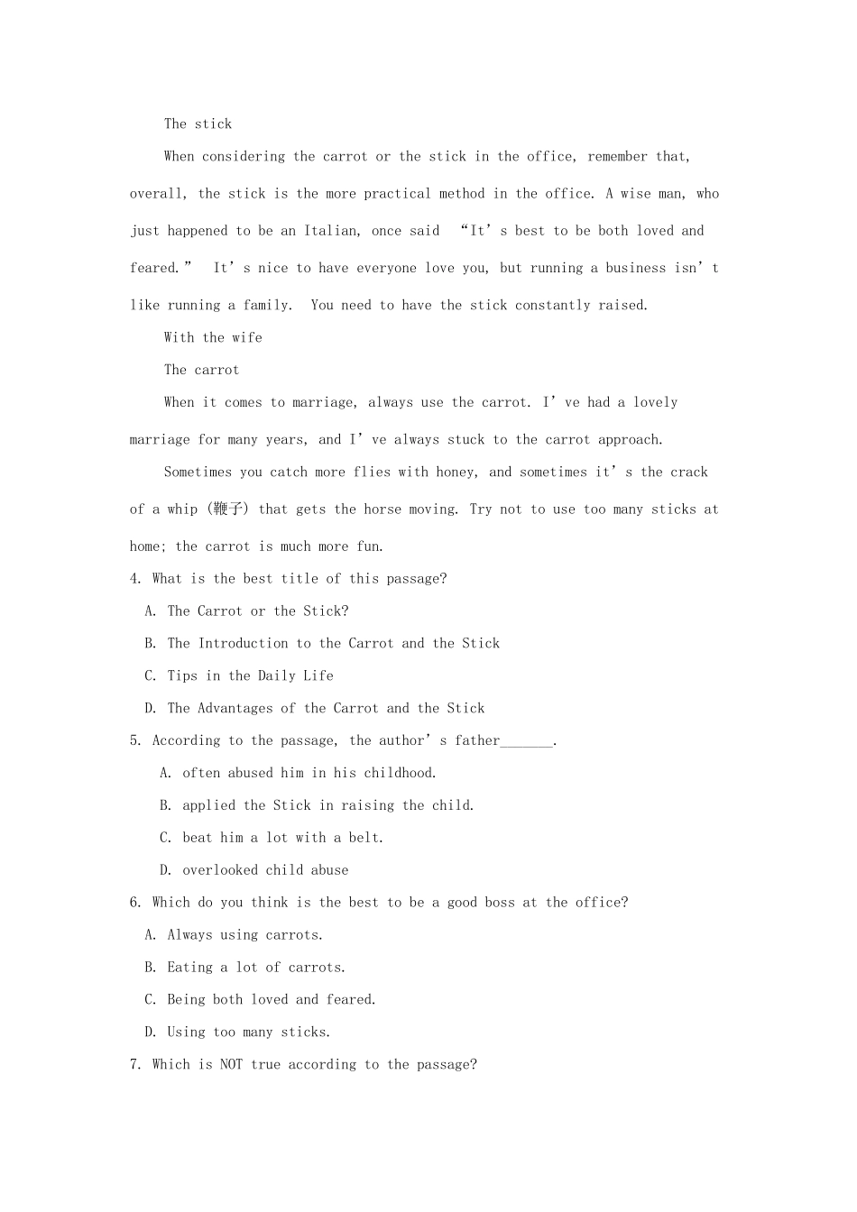 高一英语下学期研究性学习材料考试卷(五)(无答案)考试卷_第3页