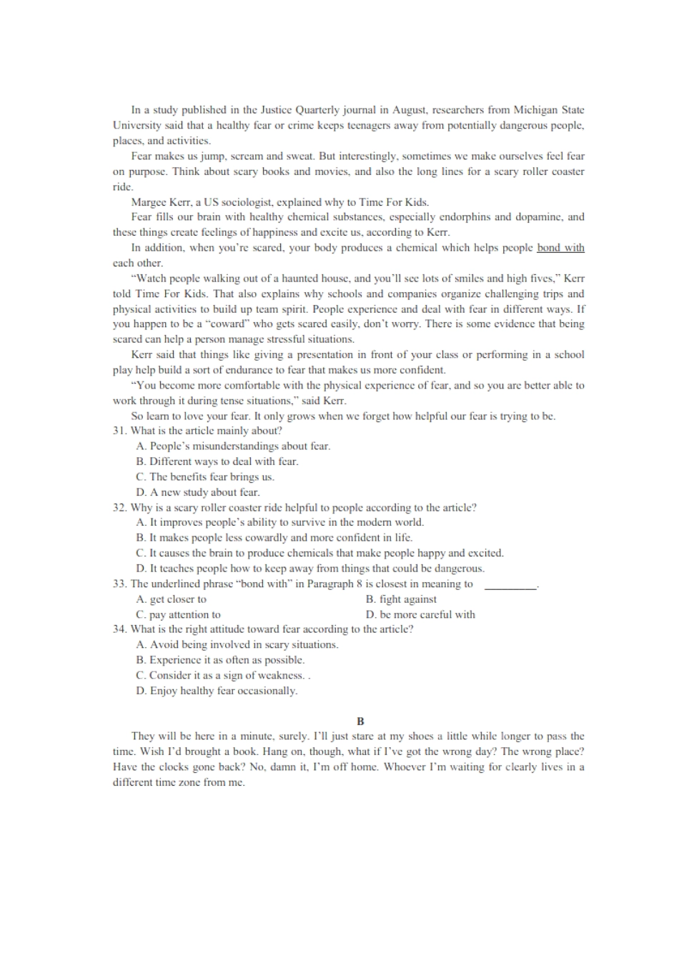 高三英语一诊模拟考试卷(扫描版)考试卷_第3页