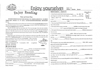 高一英语 Enjoy yourselves Enjoy Reaading unit 1(2)(pdf)考试卷