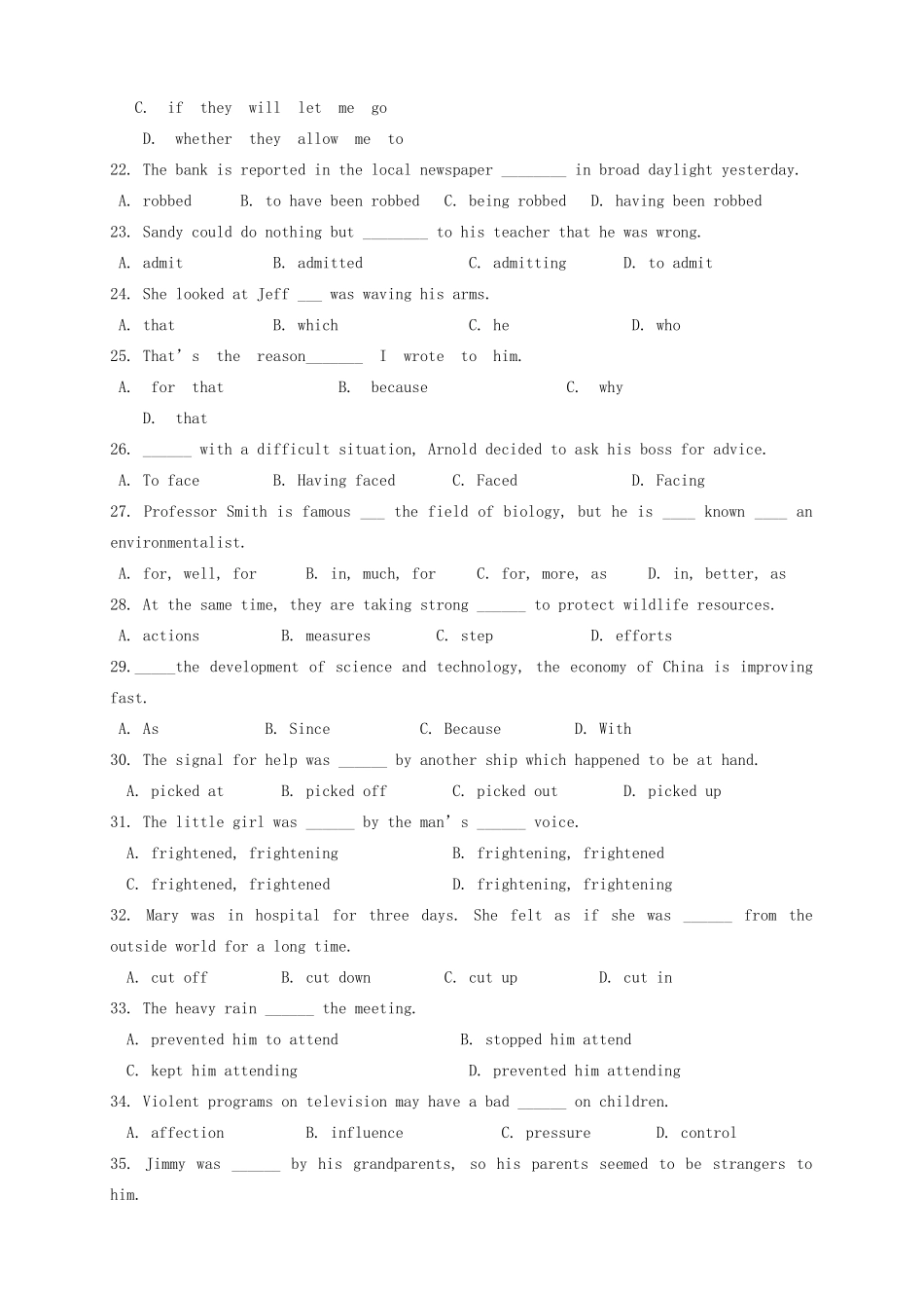 高一英语下学期月考考试卷(无答案)新人教版考试卷_第3页