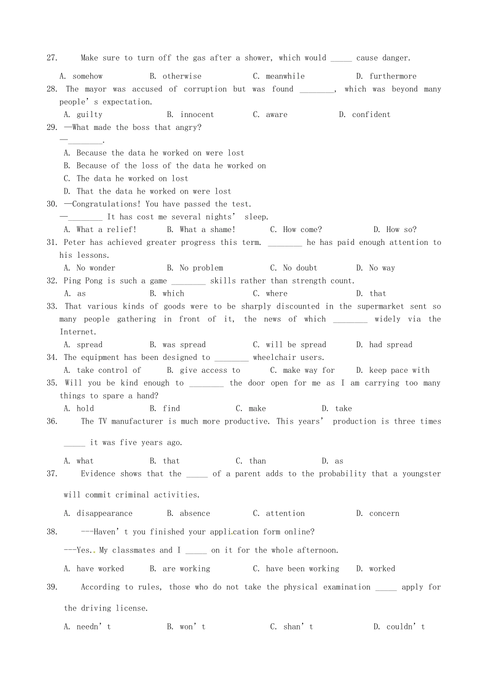 高一英语下学期第二次限时作业(无答案)考试卷_第3页