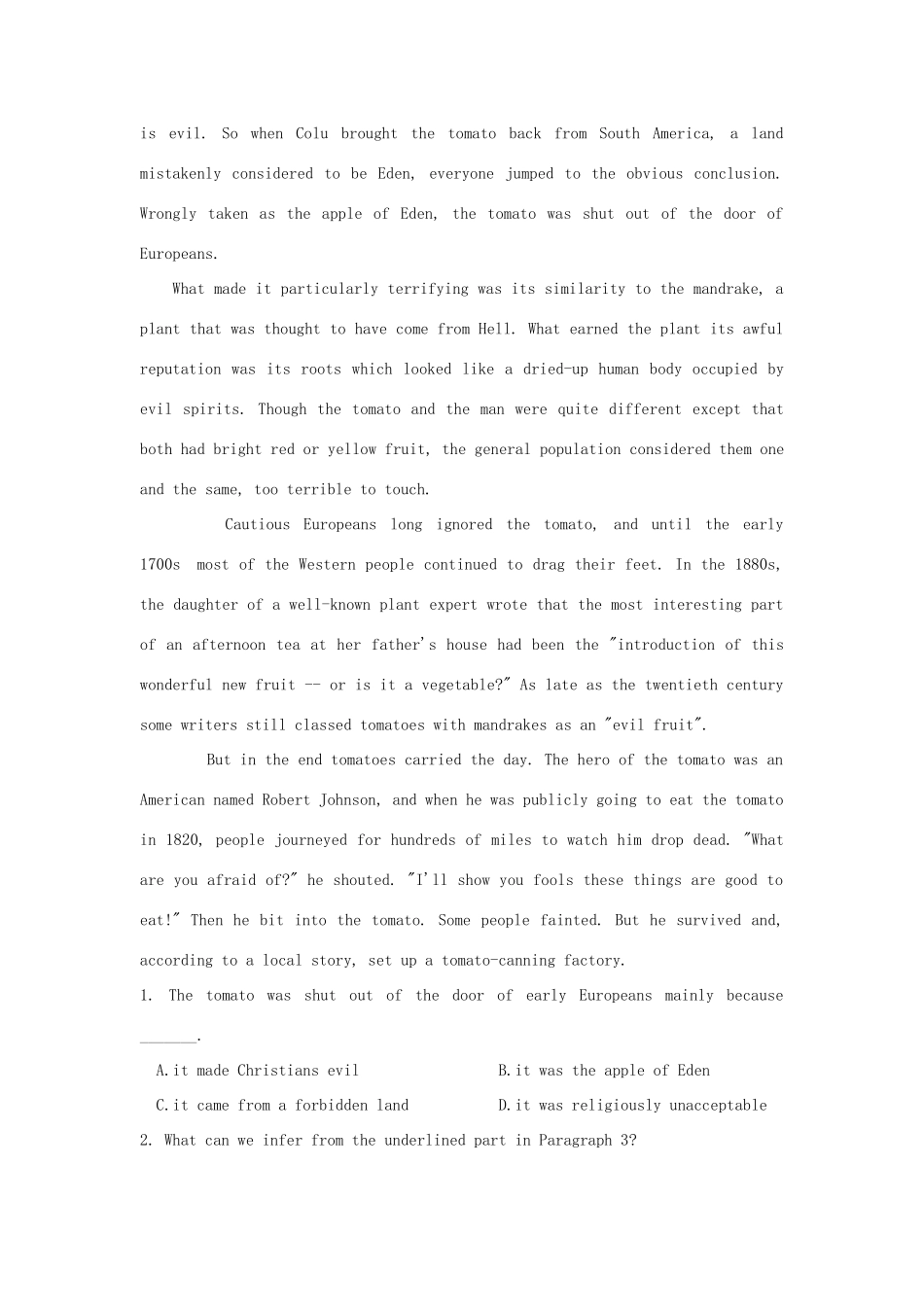 英语 Unit 5 The power of nature课课练四(无答案)新人教版选修6考试卷_第3页