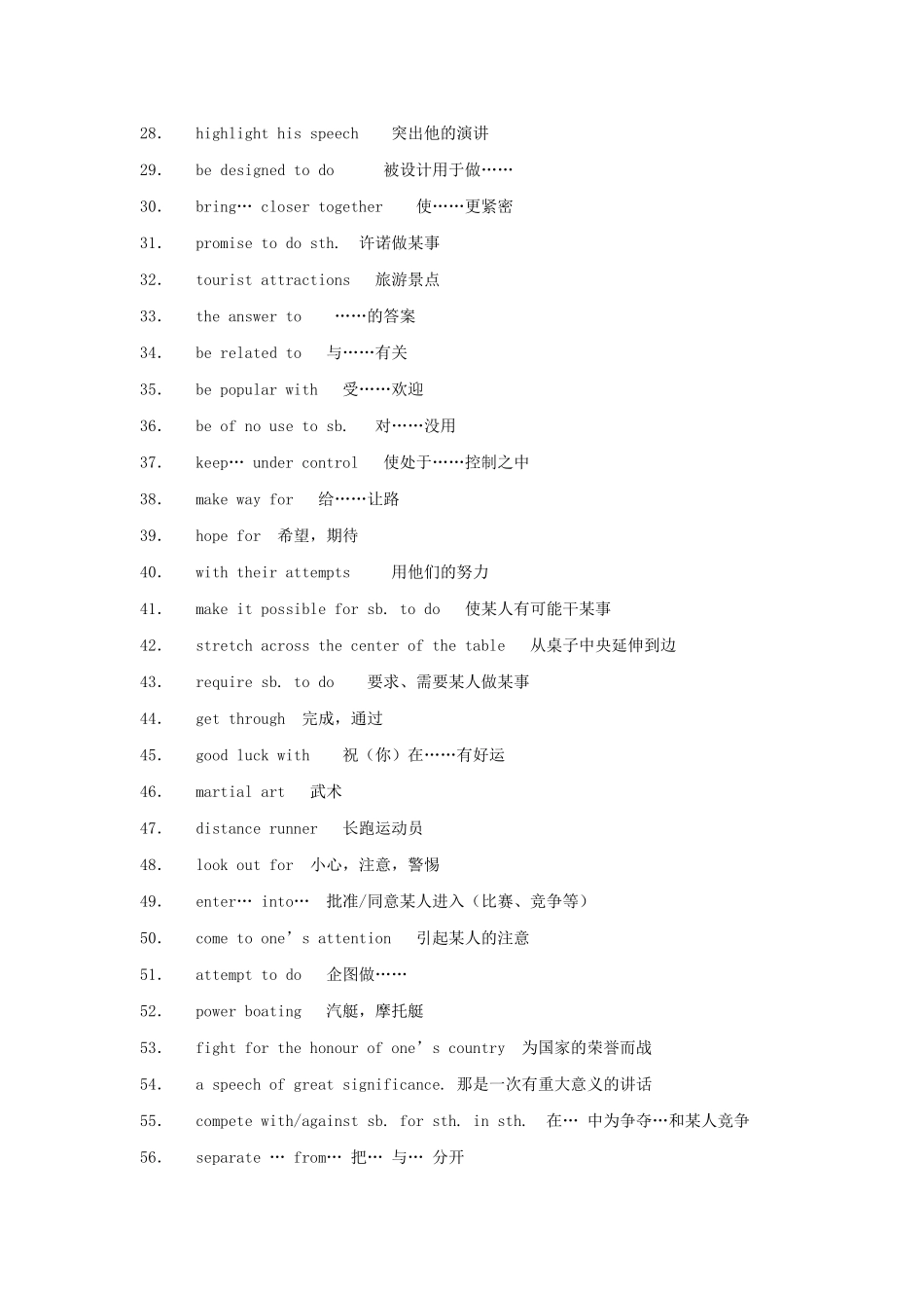 高一英语Unit2 Sporting Events词组和句子 牛津版考试卷_第2页