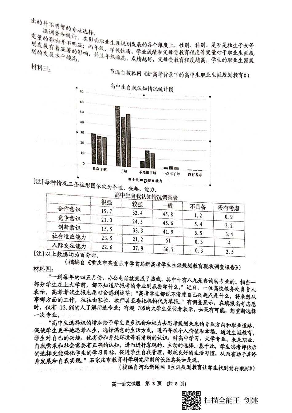 高一语文上学期期末考试考试卷(PDF) 江西省新余市高一语文上学期期末考试考试卷(PDF)_第3页