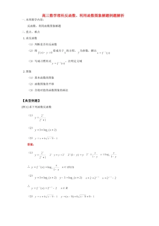 高三数学理科反函数、利用函数图象解题例题解析 人教版考试卷