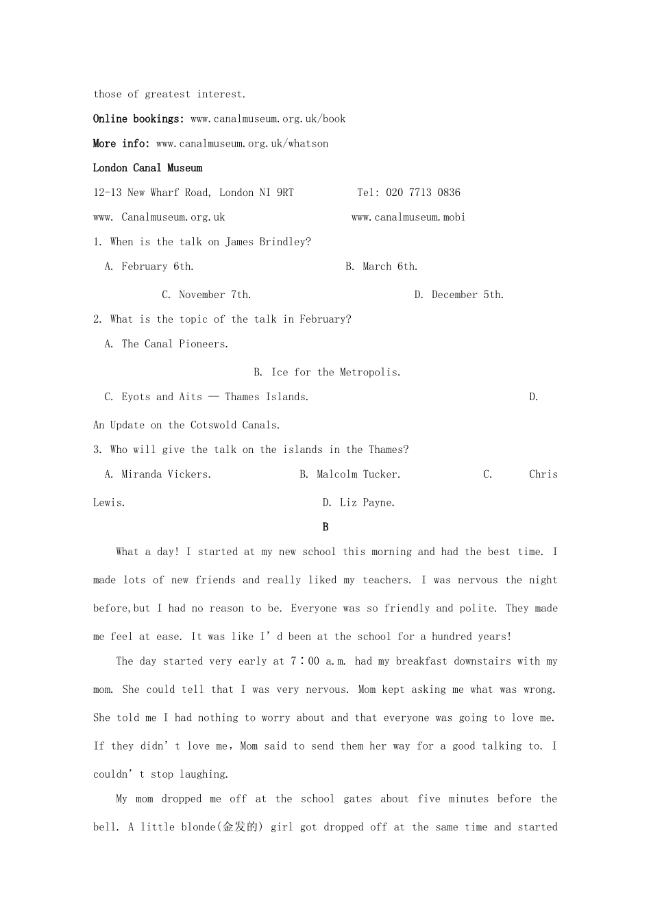 高一英语上学期第一次阶段考试(10月)考试卷_第2页