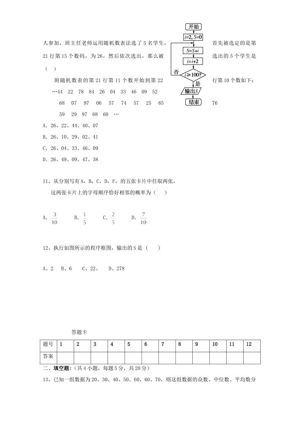 高一数学下学期月考考试卷(无答案)考试卷_第3页