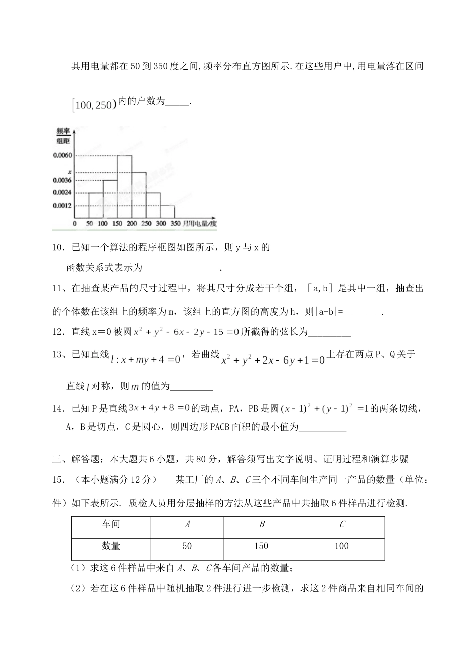 高一数学下学期月考考试卷1 理(无答案)考试卷_第3页
