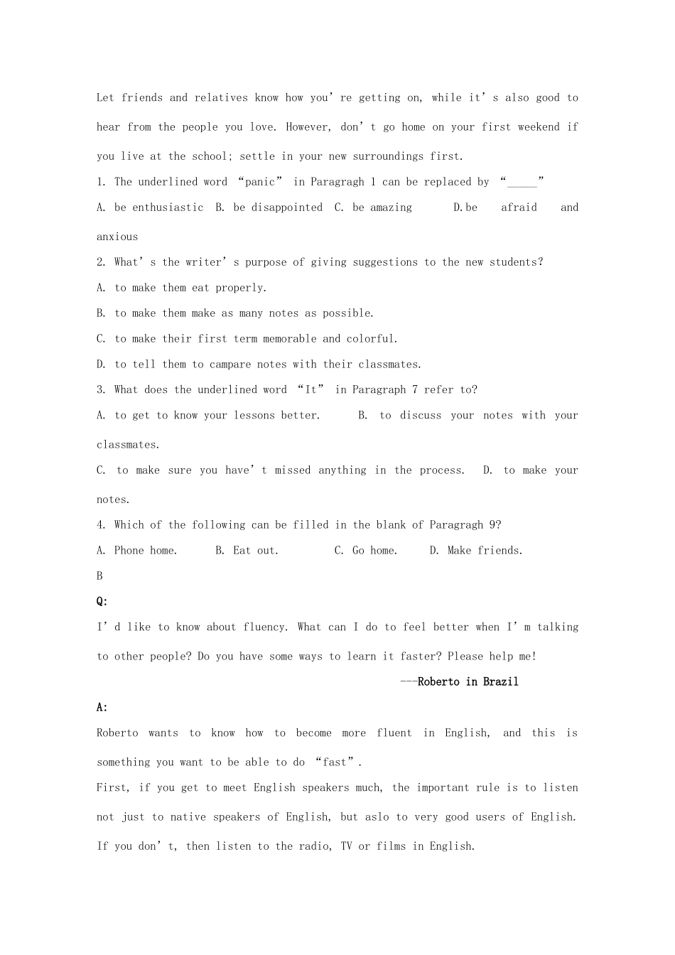 高一英语上学期 25分钟限时阅读天天练—第11天考试卷_第2页