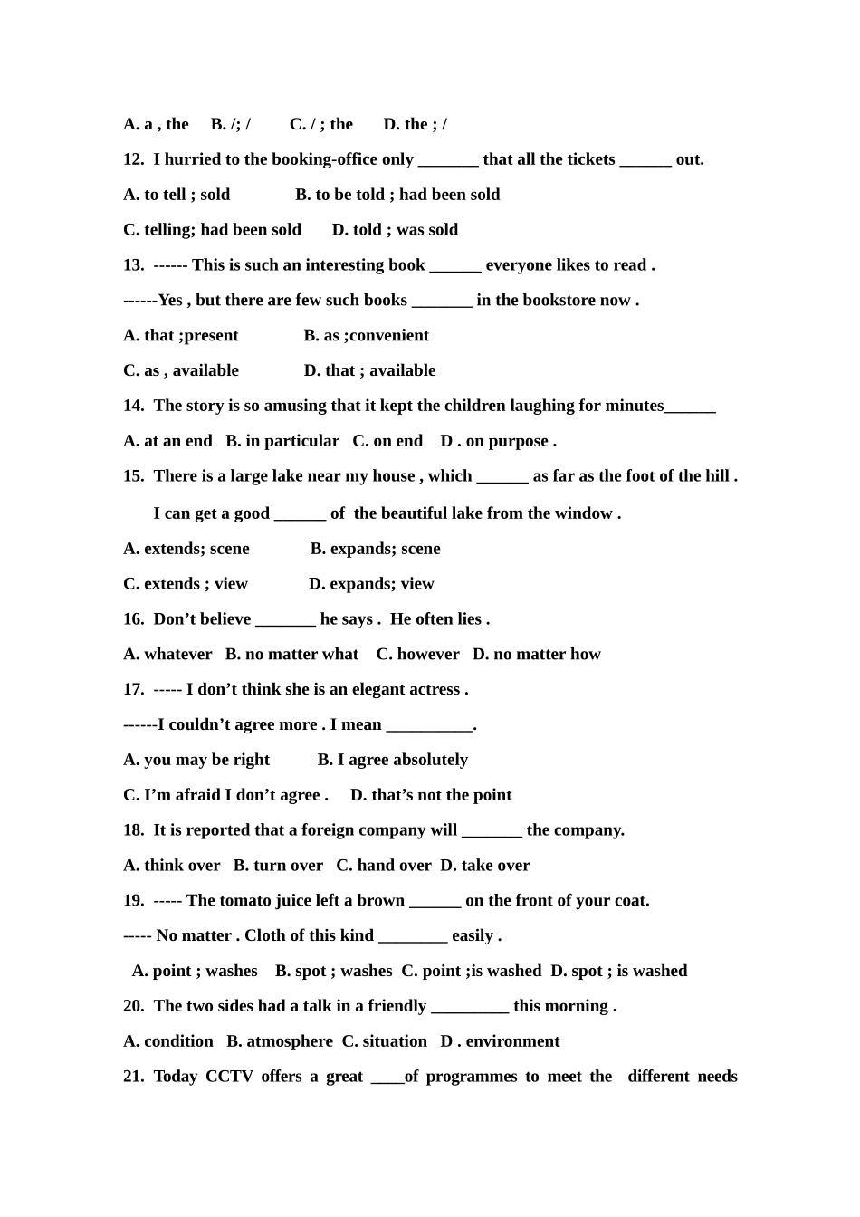 陕西省勉县一中高二英语上学期期中考试(无答案)外研版考试卷_第2页