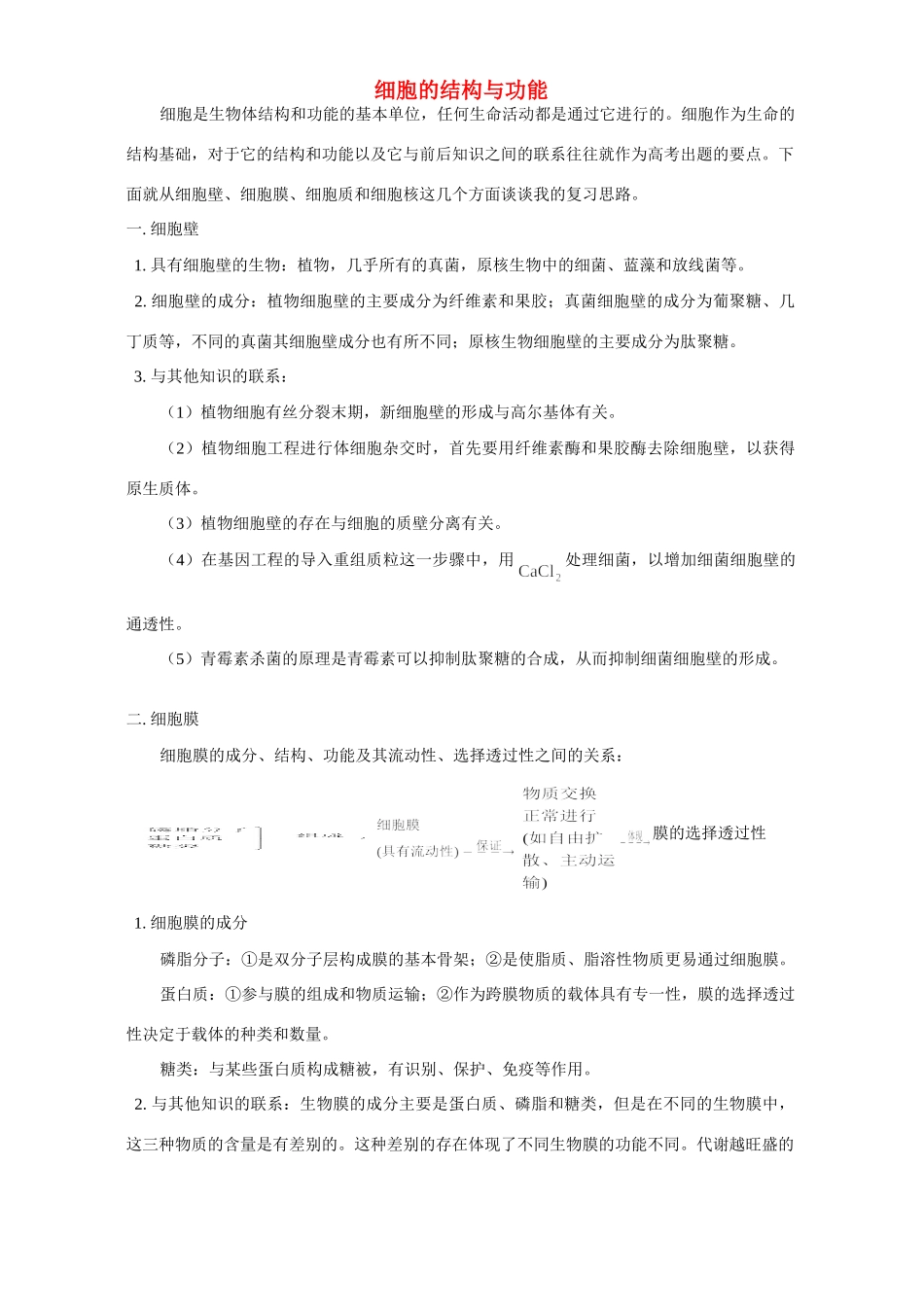 细胞的结构与功能 专题辅导考试卷_第1页