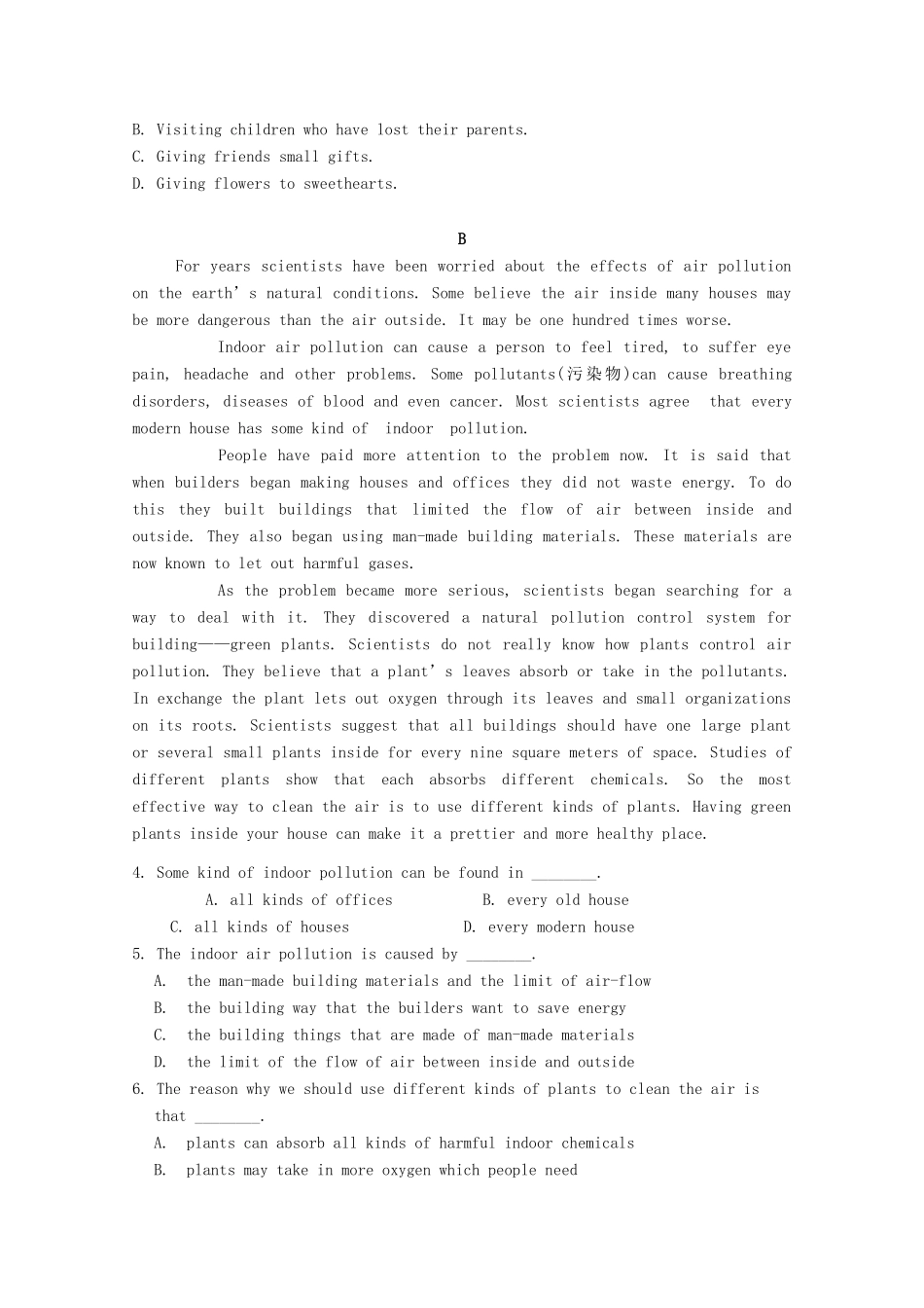 辽宁省抚顺一中高一英语上学期10月月考考试卷_第2页