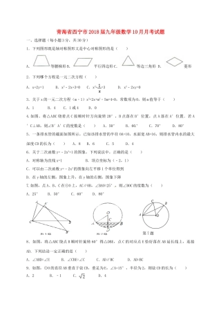 青海省西宁市届九年级数学10月月考考试卷 新人教版考试卷
