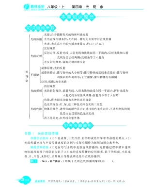 级八年级物理上册 第四章知识整合(pdf)(新版)新人教版考试卷