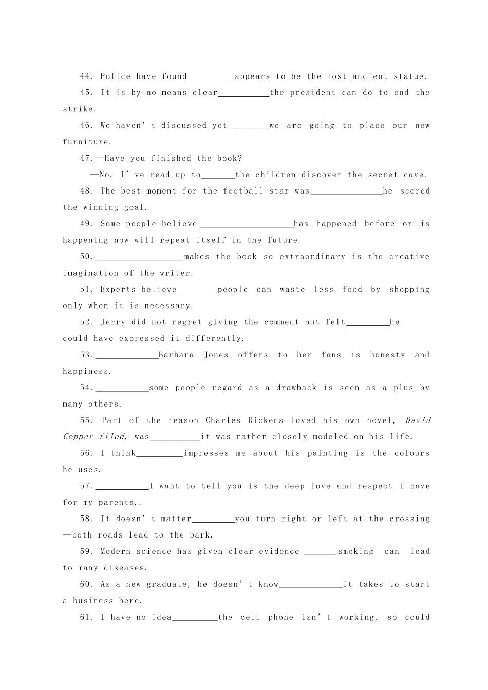 高三英语一轮复习 语法专练(七)名词性从句(无答案)考试卷_第3页