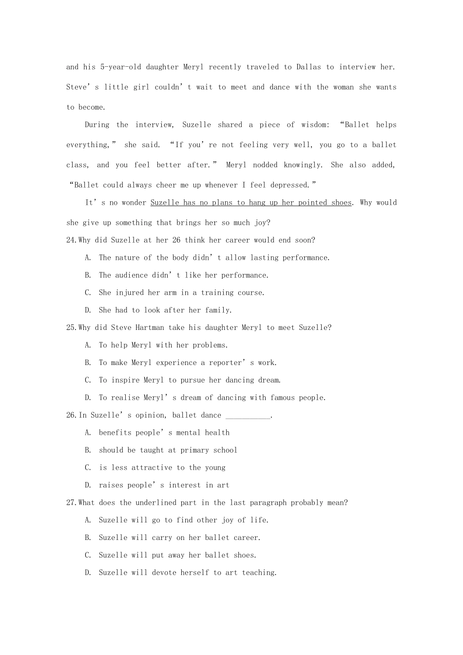 高一英语下学期在线学习质量检测考试卷_第3页