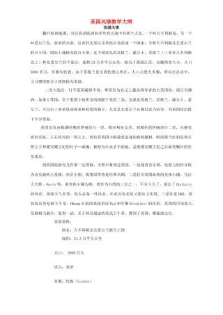 英国风情教学大纲 人教版0考试卷