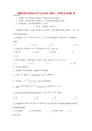 高三数学1月调研考试考试卷 理考试卷