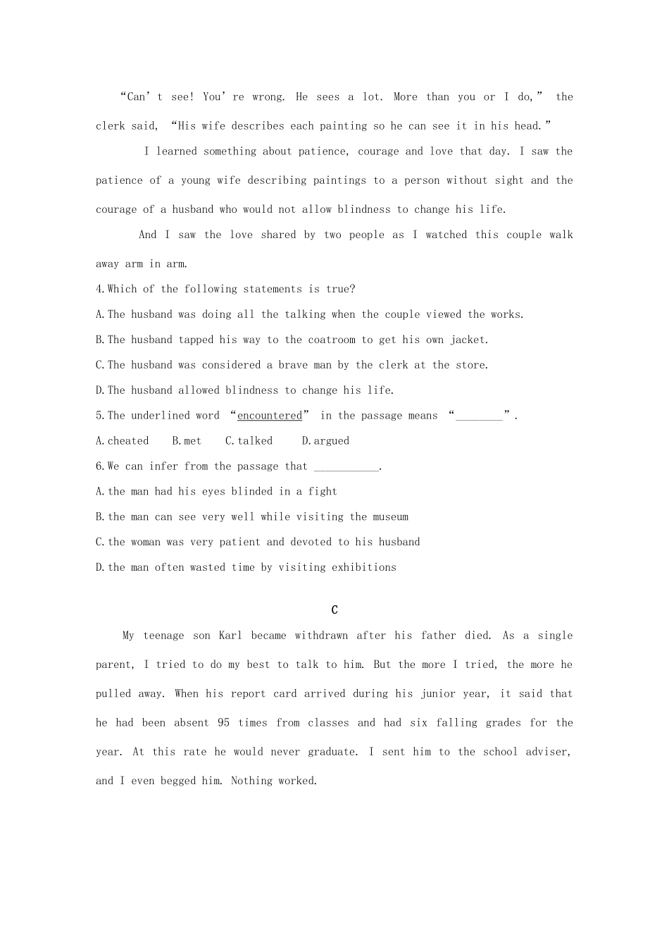 高一英语下学期学业水平模拟测试考试卷_第3页